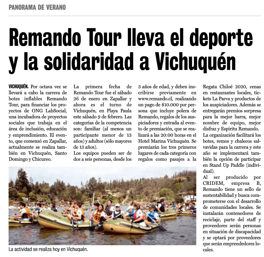 Remando Tour lleva el deporte y la solidaridad a Vichuquén